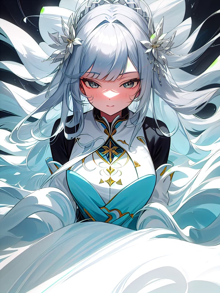  sauce, women, refreshing, semi long, silver colored hair, masterpiece, best quality,8k,ultra detailed,high resolution,an extremely delicate and beautiful,hyper detail