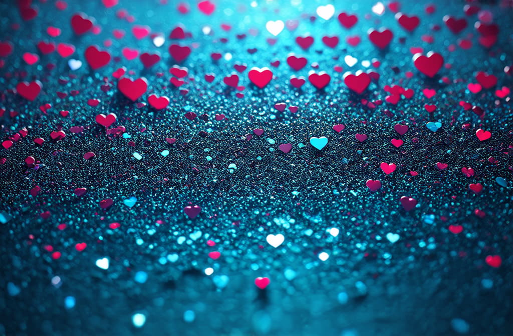  epic realistic, hyperdetailed, (cycles render:1.3), caustics, (glossy:0.58), (artstation:0.82),beautiful background with many 3d hearts and a simple background ar 3:2