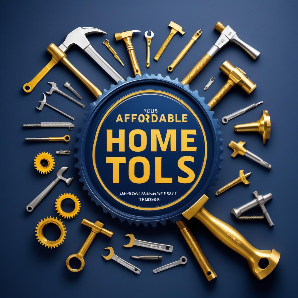  A Facebook post image for a home maintenance business called 'King of the Tools'. The design should include a professional logo of a crown combined with tools (like a hammer or wrench), a catchy tagline 'Your Home, Our Kingdom', contact information at the bottom, and a clean, modern design with a mix of deep blue and gold colors. The background should show a well-maintained home. The text 'Affordable, Reliable, and Professional Home Maintenance Services' should be prominently displayed. Include social media icons at the bottom for Facebook, Instagram, and Twitter. hyperrealistic, full body, detailed clothing, highly detailed, cinematic lighting, stunningly beautiful, intricate, sharp focus, f/1. 8, 85mm, (centered image composition), (professionally color graded), ((bright soft diffused light)), volumetric fog, trending on instagram, trending on tumblr, HDR 4K, 8K