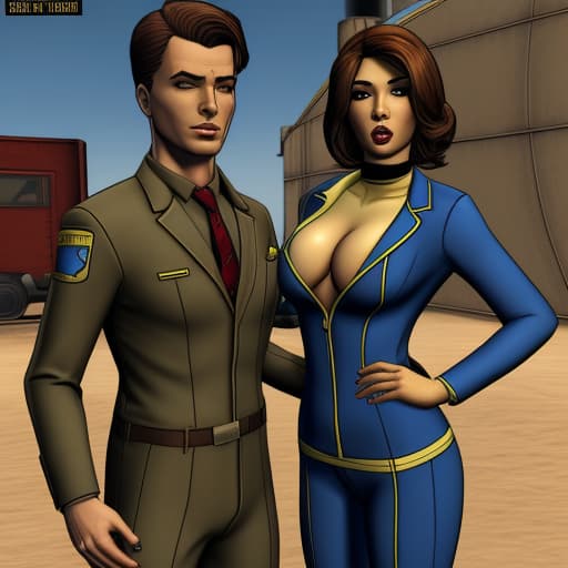  Vault dweller has but suit pulled off, erotic male and female