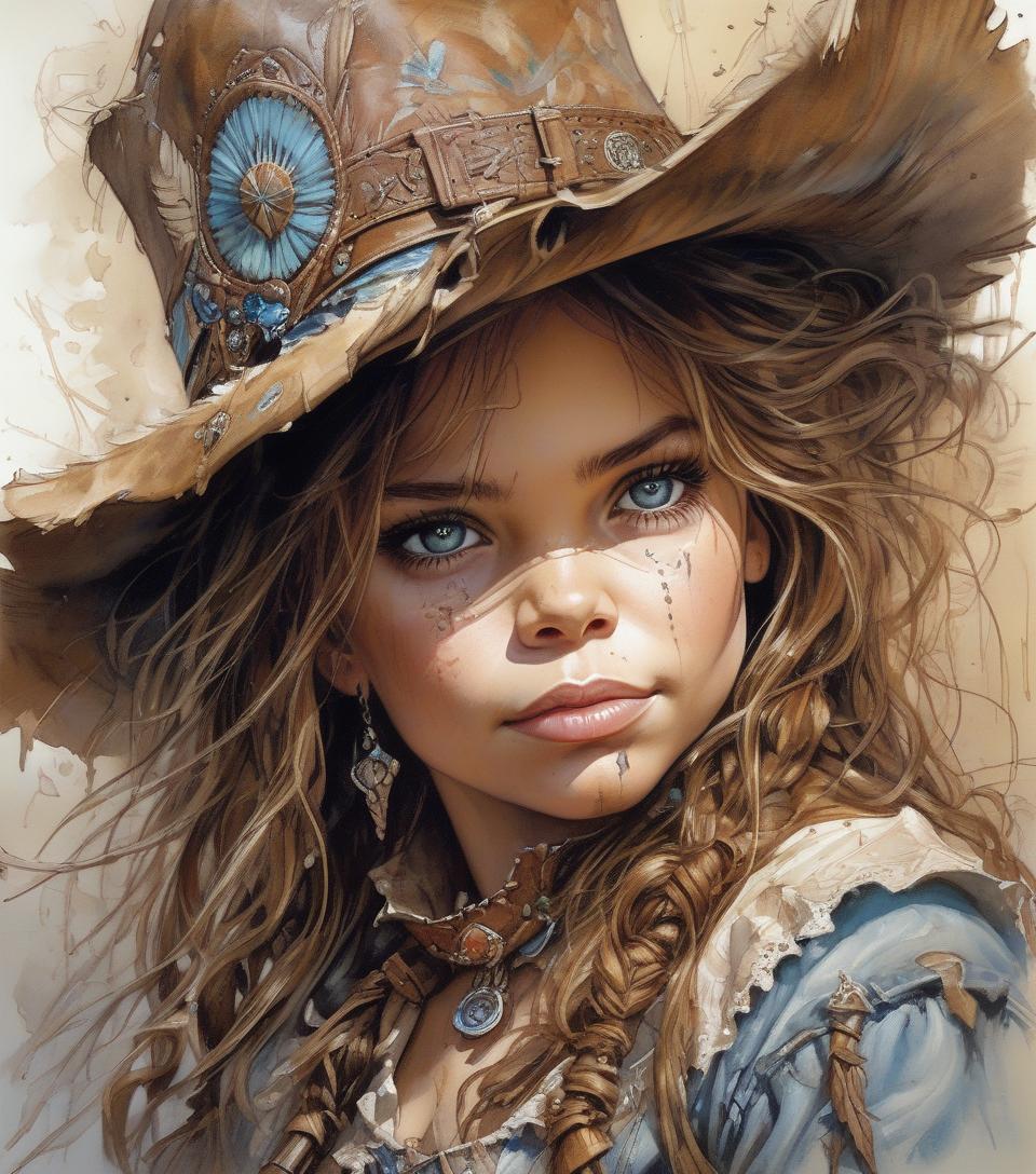  cowgirl sofia vergara, beautiful eyes, epic, fantasy, intricate details, hyper detailed, jean baptiste monge, carne griffiths, michael garmash, seb mckinnon, masterpiec