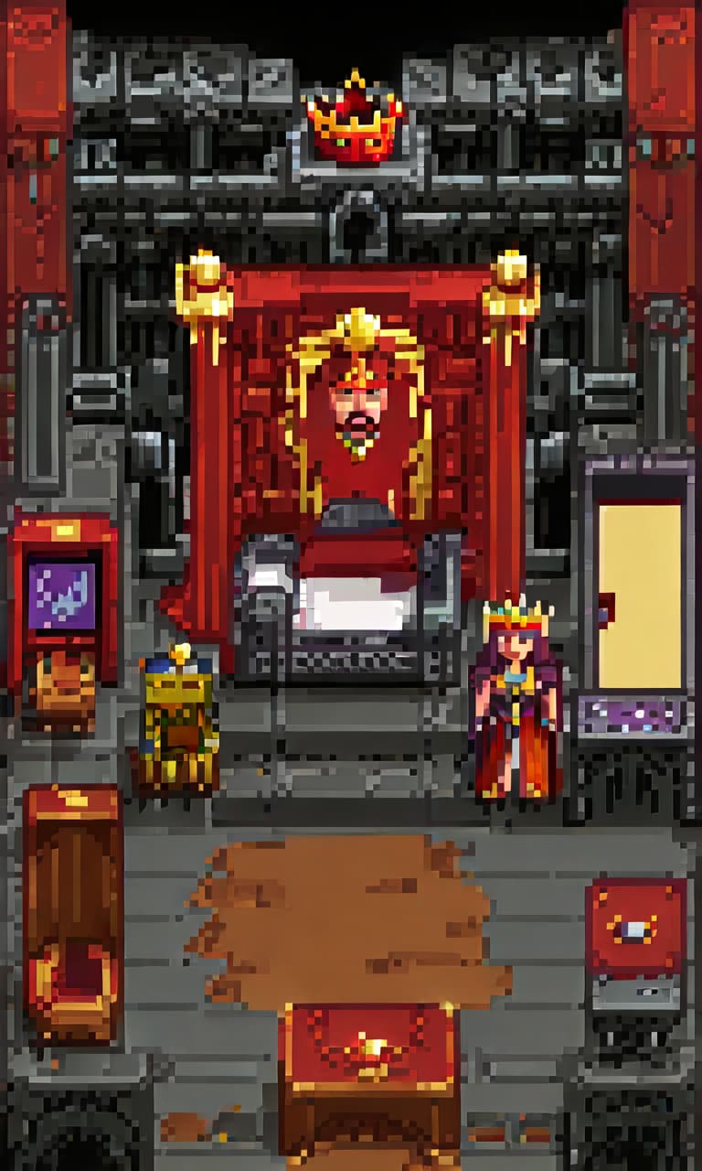  pixel art throne room for pixel game . low res, blocky, pixel art style, 8 bit graphics