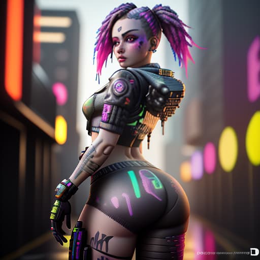  booty girl with beautiful bright multicolored eyes cyberpunk 2055, (3d render:1.25), realistic, dark, epic, (detailed:1.22), textured