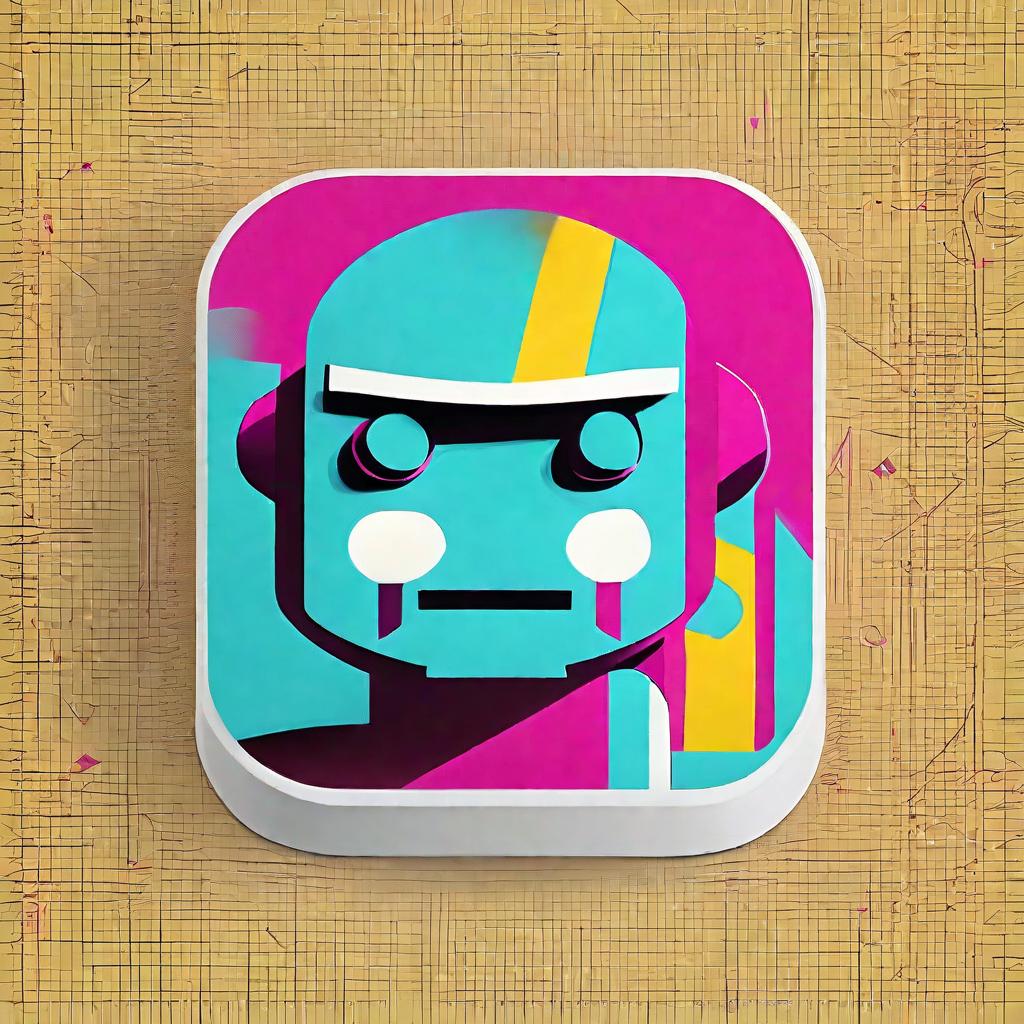  app icon of robot icon for printing company with cyan, magenta and yellow color and text of "INTIFADA"