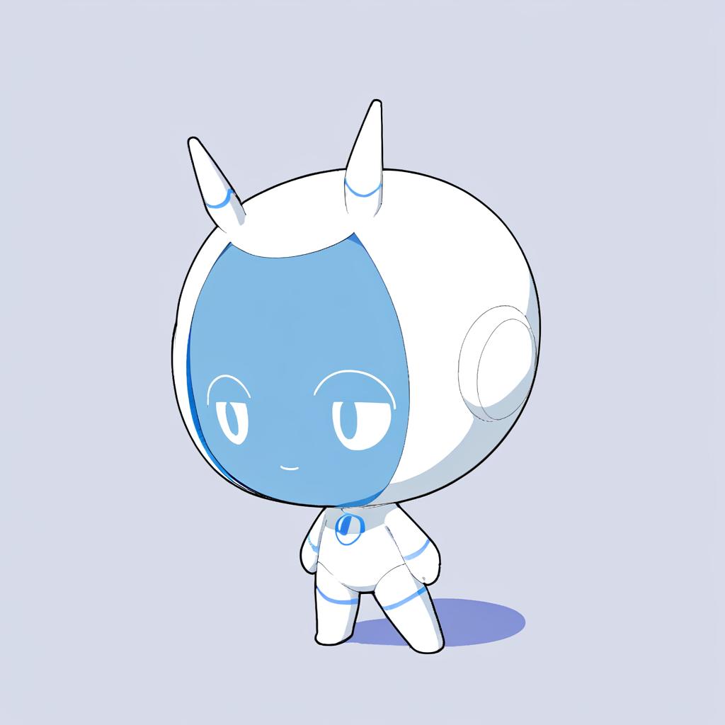  anxiaozhi,a white cute robot with blue face,a clean and crisp anime illustration with bold outlines, smooth shading,cell shaded, crisp ,flat colors, and a minimalistic background.