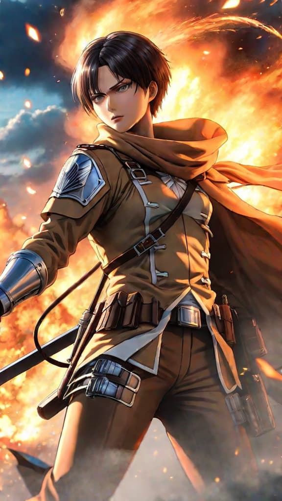  anime art, attack on titan characters wielding powerful magic, battling titans with fire, wind blades, illusions, and barriers hyperrealistic, full body, detailed clothing, highly detailed, cinematic lighting, stunningly beautiful, intricate, sharp focus, f/1. 8, 85mm, (centered image composition), (professionally color graded), ((bright soft diffused light)), volumetric fog, trending on instagram, trending on tumblr, HDR 4K, 8K