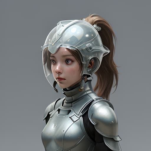  girl, humanity, wearing biological armor, shell, fully enclosed helmet, (solo: 1.5), dynamic, best quality, masterpiece, c4d, ponytail.