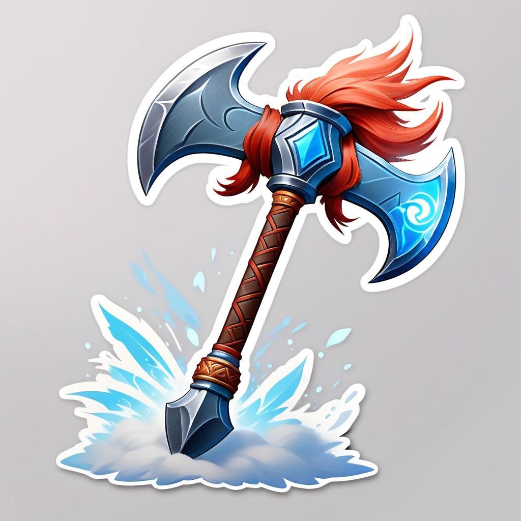  ethereal fantasy concept art of barbarian big battle axe, tribal accessories, rpg class minimal badge logo . magnificent, celestial, ethereal, painterly, epic, majestic, magical, fantasy art, cover art, dreamy, sticker