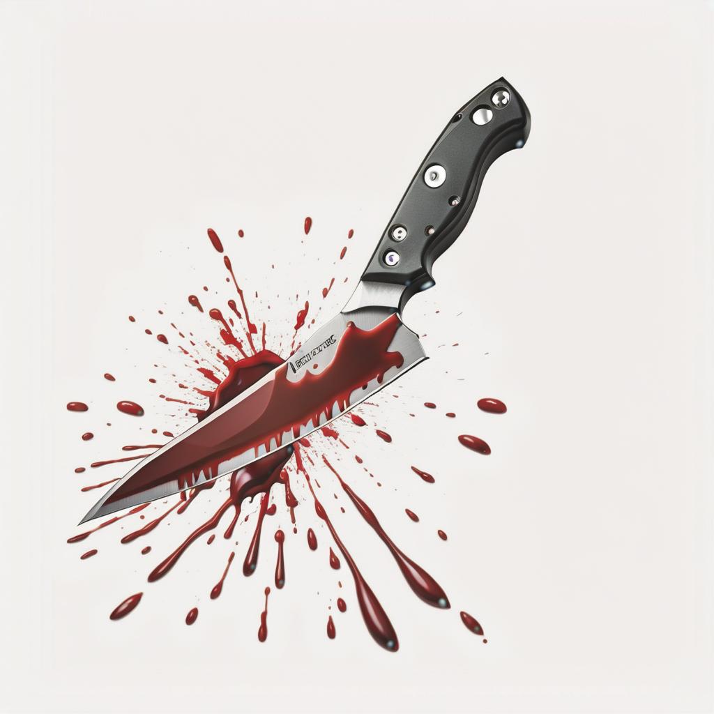  a knife with a bleeding edge on a white background