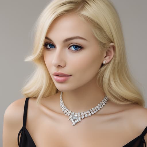  Blonde woman wearing a diamond necklace