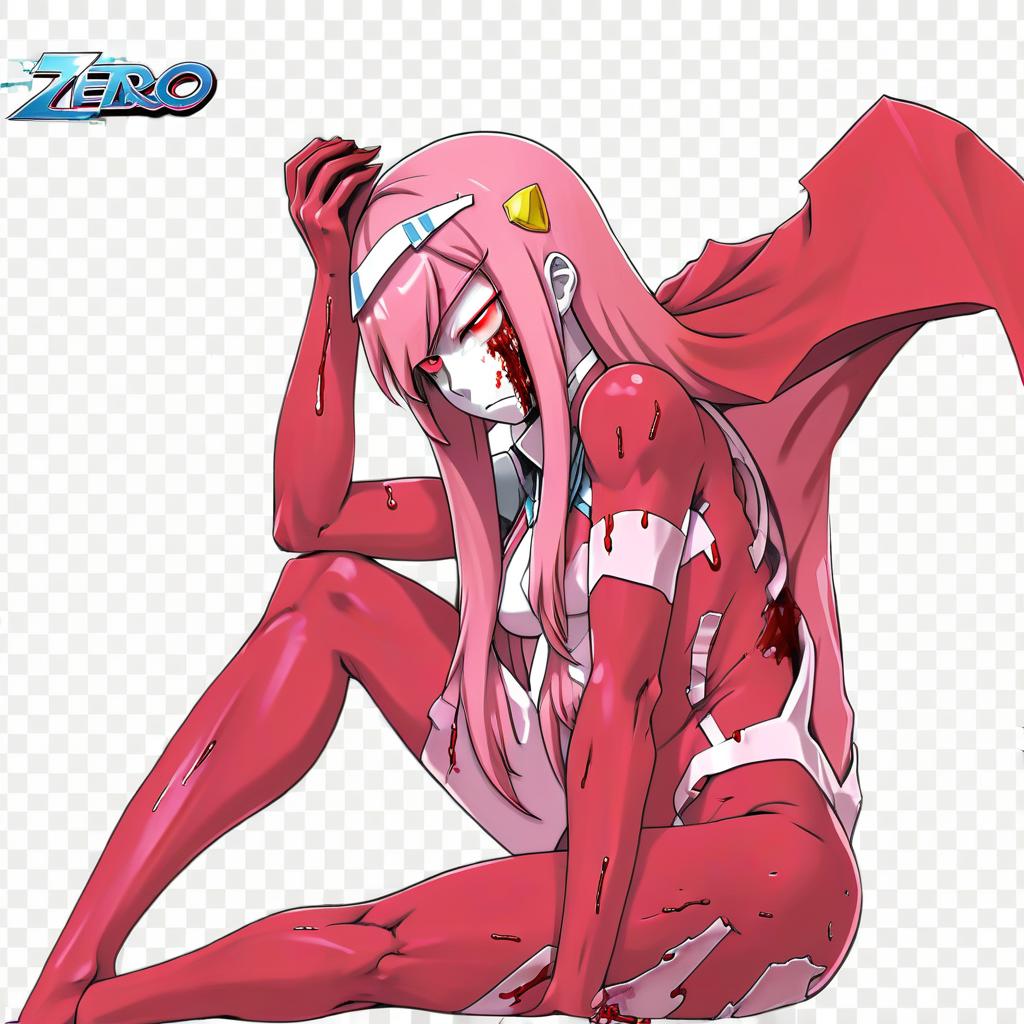  zero two in a torn suit, with blood on his face