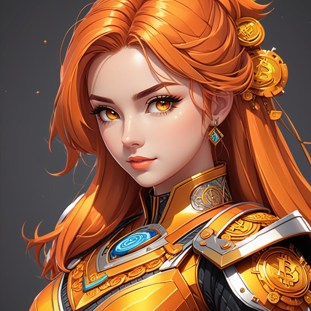  pixel art front view, masterpiece, best quality, photorealistic, raw photo, (1girl, looking at viewer), long orange hair, bitcoin mechanical armor,bitcoin intricate armor, delicate orange filigree, intricate filigree, orange metalic parts, detailed part, dynamic pose, detailed background, dynamic lighting,bitcoin. low res, blocky, pixel art style, 8 bit graphics