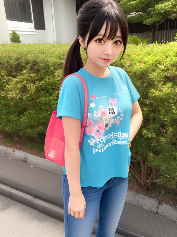  日本人 女の子 Tシャツ ホットパンツ かわいい