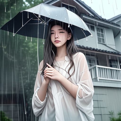  i want to create a picture, in the piceture will have rain,house, chill feeling