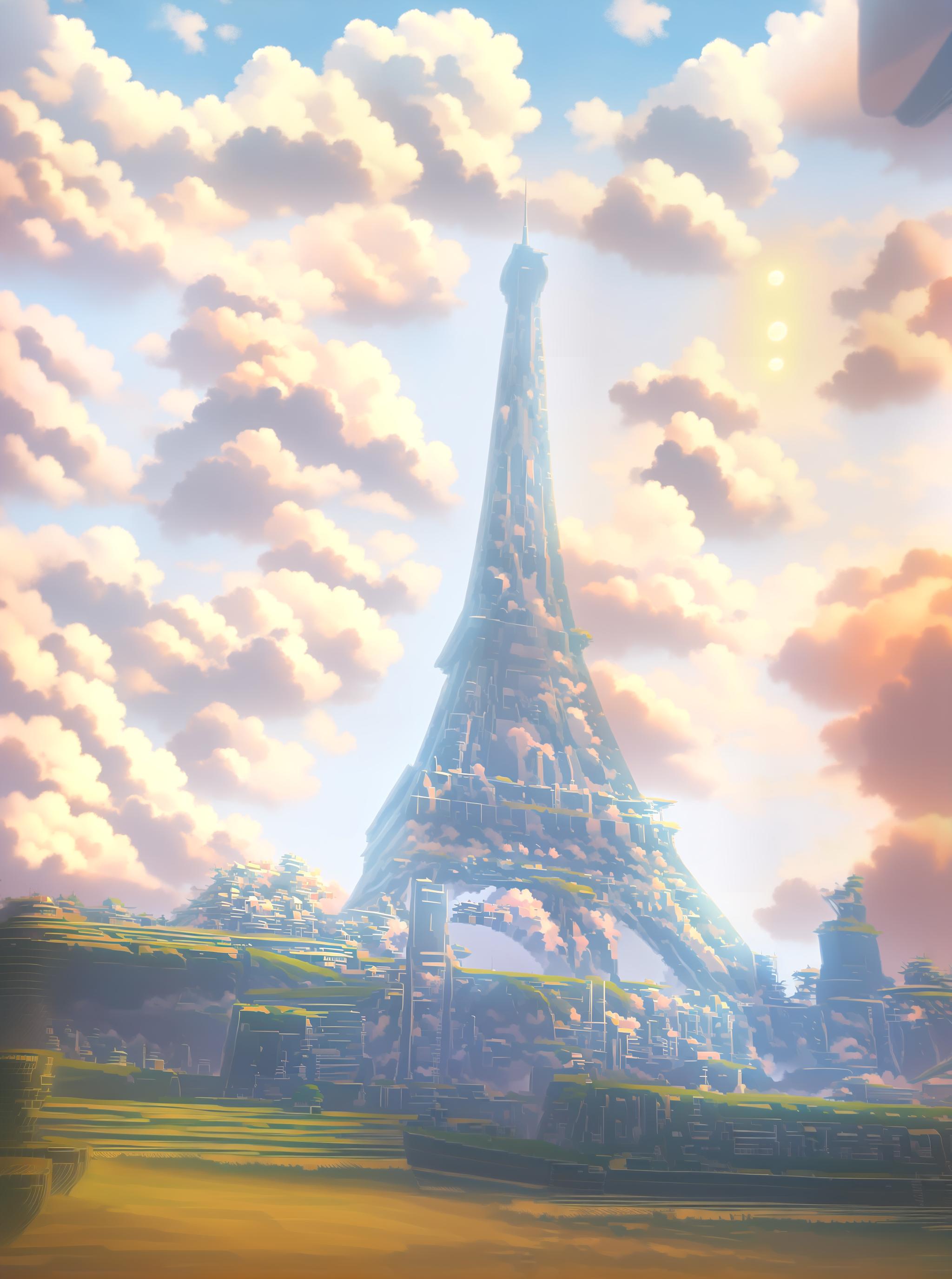  anime screenshot composed of a beautiful scene, studio ghibli style,anime style,clear,sharp, symmetrical, soft lighting, sky, flat colours, sharp, nice lines