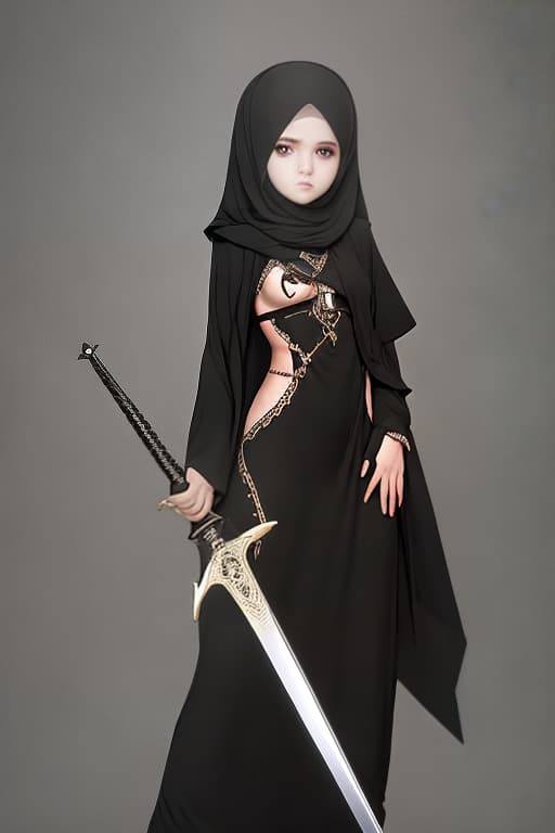  Make a person with a hajab and abaya with a sword in her chest