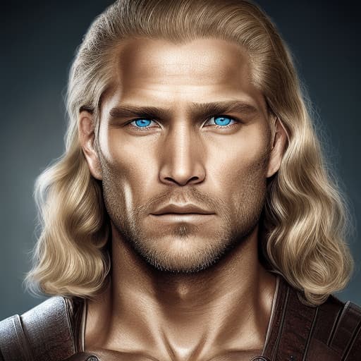 portrait+ style Spartacus actor blonde hunk dude face