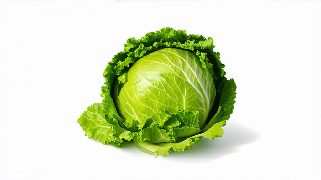  flat illustration, flaticon, (illustration:1.15), cabbage on a white background ar 16:9, [cory loftis, strobist, pascal campion :: 0.2]