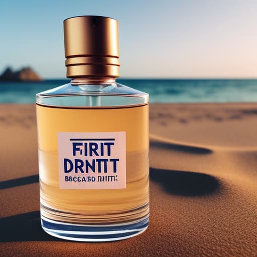  Fort bottle perfume with the word drift on it with beach background