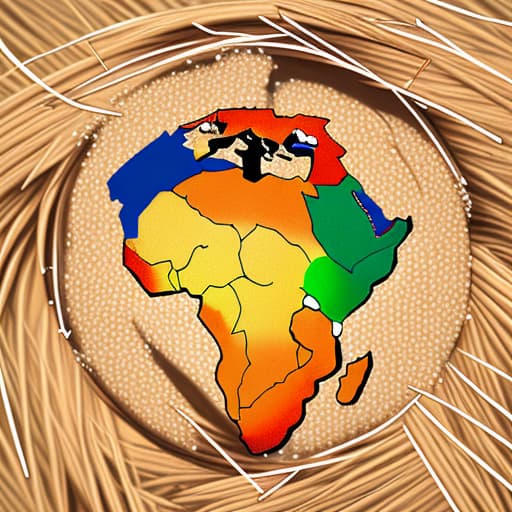  Generate a 2D logo of the whole African continent with highlights of few grains