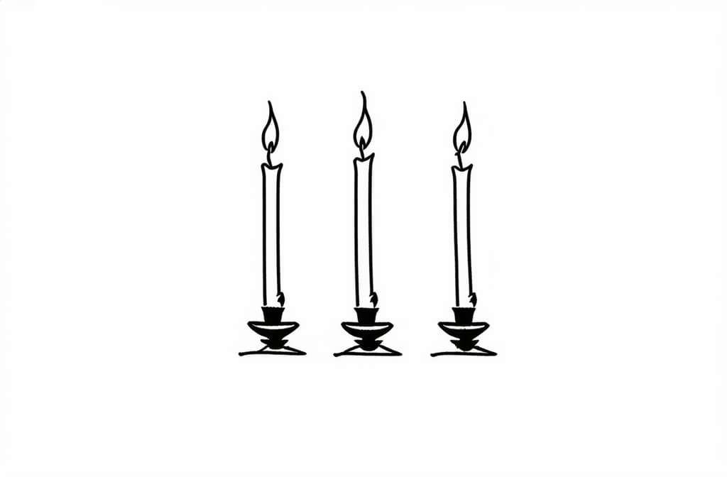  contour, very simple image in one unbroken black ink line, single line of candles 2025 ar 3:2 using a single continuous black line ink brushon white background, drawing should be created without lifting the pen, recognizable features of candles 2025 ar 3:2 in one unbroken line