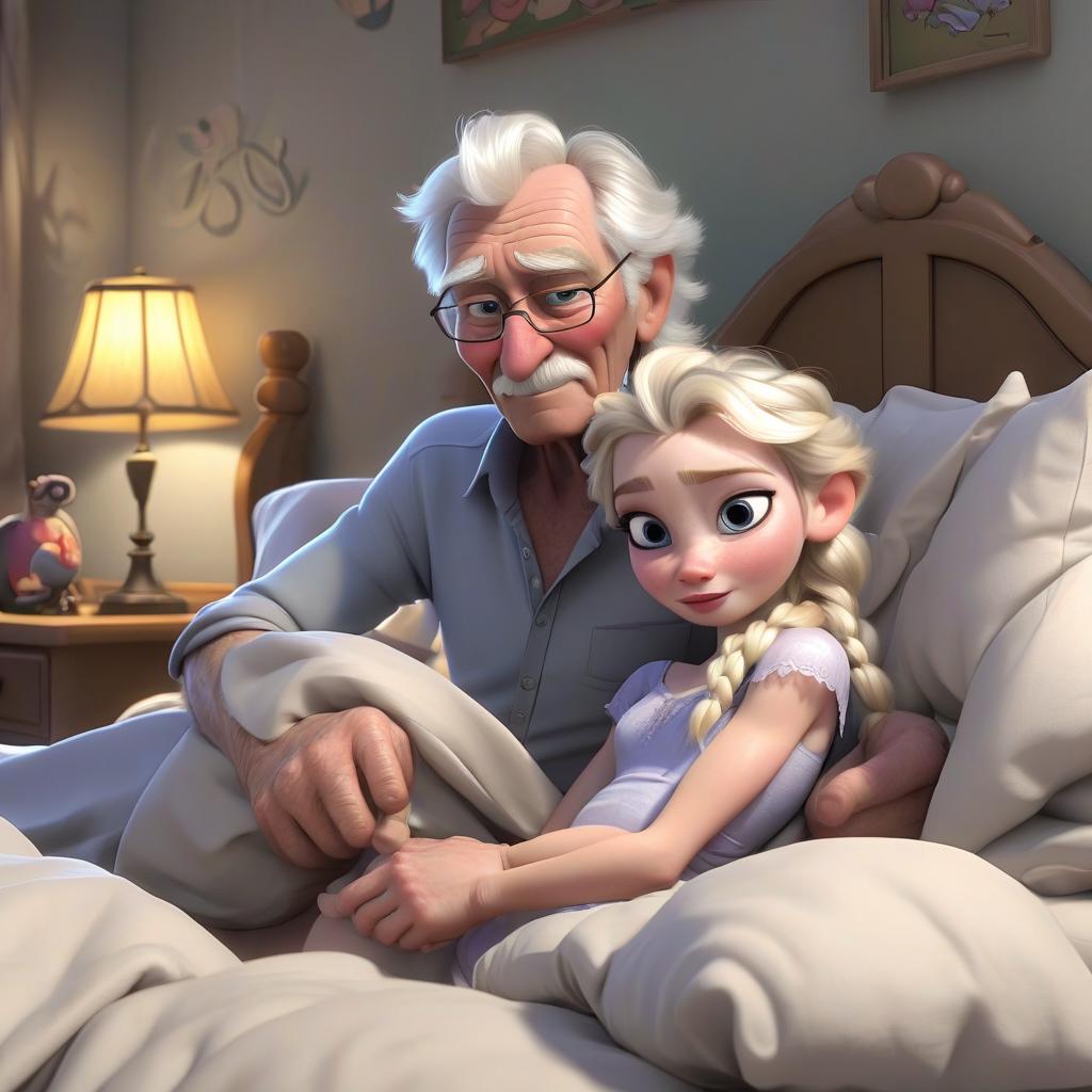  elsa and grandpa in bed