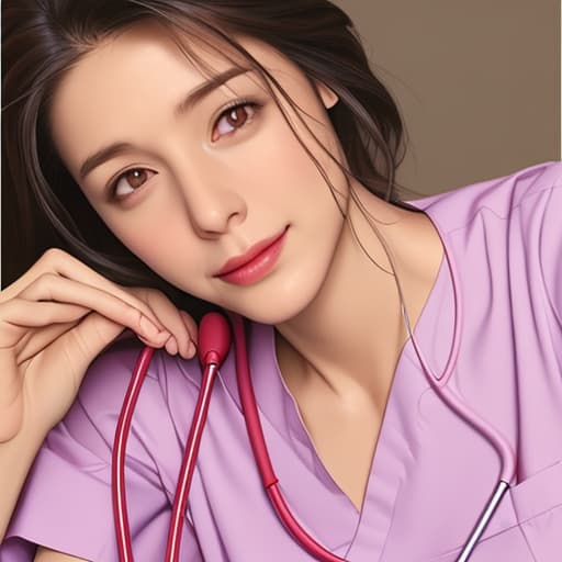  Medical doctor in burgundy scrubs