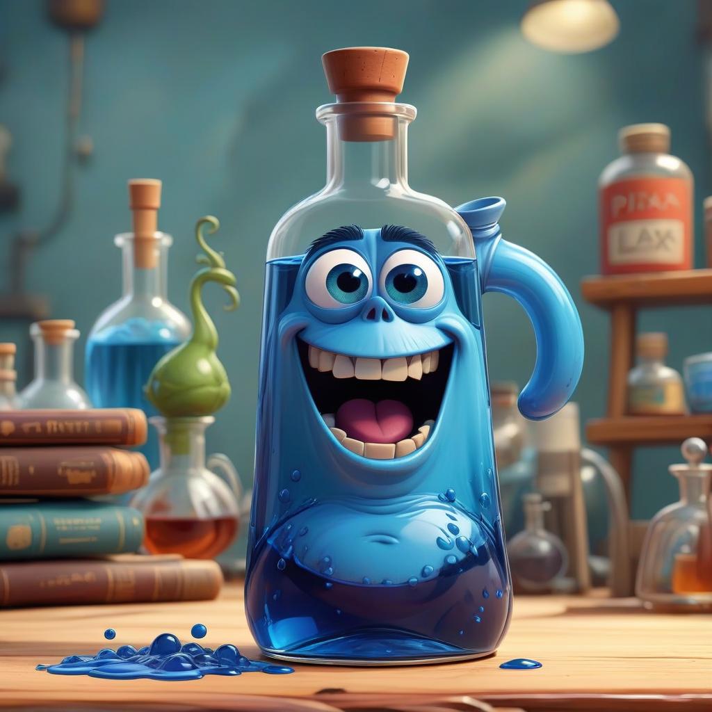  pixar lab flask with blue liquid, t shirt design