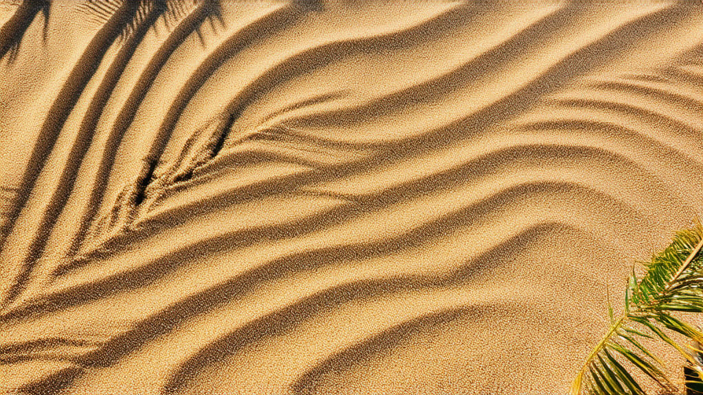  summer background of beach sand with shadows from palm leaves, top view. ar 16:9 {prompt}, maximum details