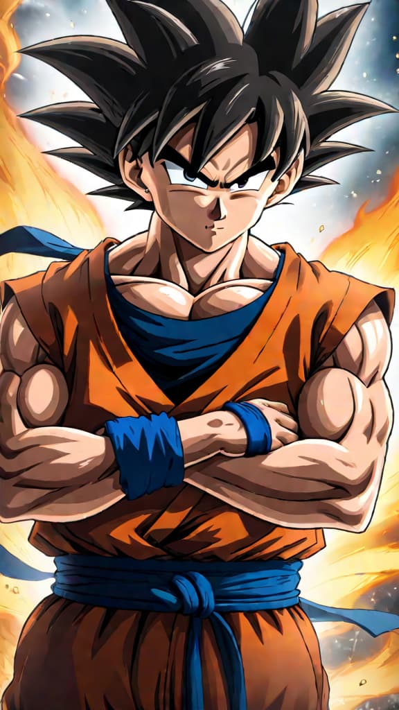  anime art: goku mastering ki through intense training and meditation in dragon ball z. hyperrealistic, full body, detailed clothing, highly detailed, cinematic lighting, stunningly beautiful, intricate, sharp focus, f/1. 8, 85mm, (centered image composition), (professionally color graded), ((bright soft diffused light)), volumetric fog, trending on instagram, trending on tumblr, HDR 4K, 8K