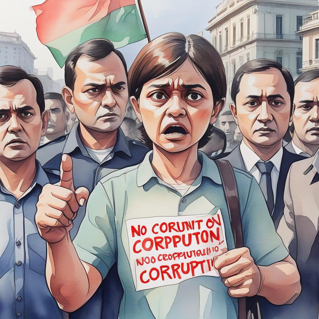  illustration, against corruption, no corruption poster, poster, watercolor drawing,