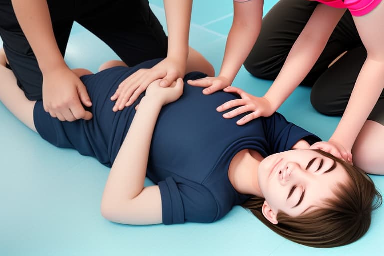  fainted girl being helped