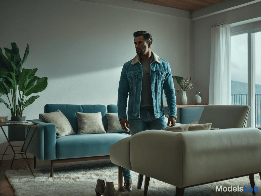  living room  hyperrealistic, full body, detailed clothing, highly detailed, cinematic lighting, stunningly beautiful, intricate, sharp focus, f/1. 8, 85mm, (centered image composition), (professionally color graded), ((bright soft diffused light)), volumetric fog, trending on instagram, trending on tumblr, HDR 4K, 8K