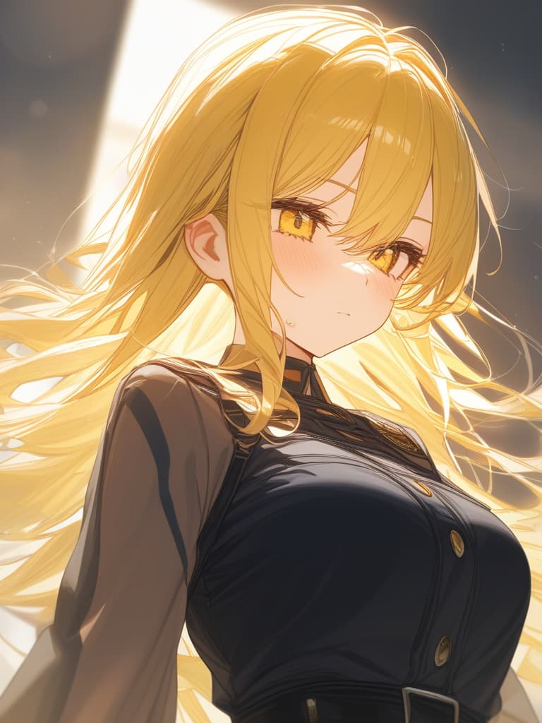  yellow hair, black clothes, hat, masterpiece, best quality,8k,ultra detailed,high resolution,an extremely delicate and beautiful,hyper detail