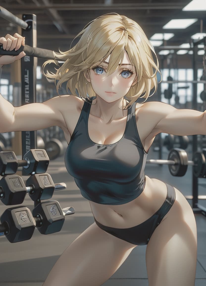  hyperrealistic art woman , s, no clothes , s, content ,buitifu fase, delicate facial features, blonde hair, full body, show the in full height, muscule s, abs cubes ,gym, masterpiece,8k,hdr, hyperrealisme, style dreamshaper v8, highly detailed . extremely high resolution details, photographic, realism pushed to extreme, fine texture, incredibly lifelike, perfecteyes