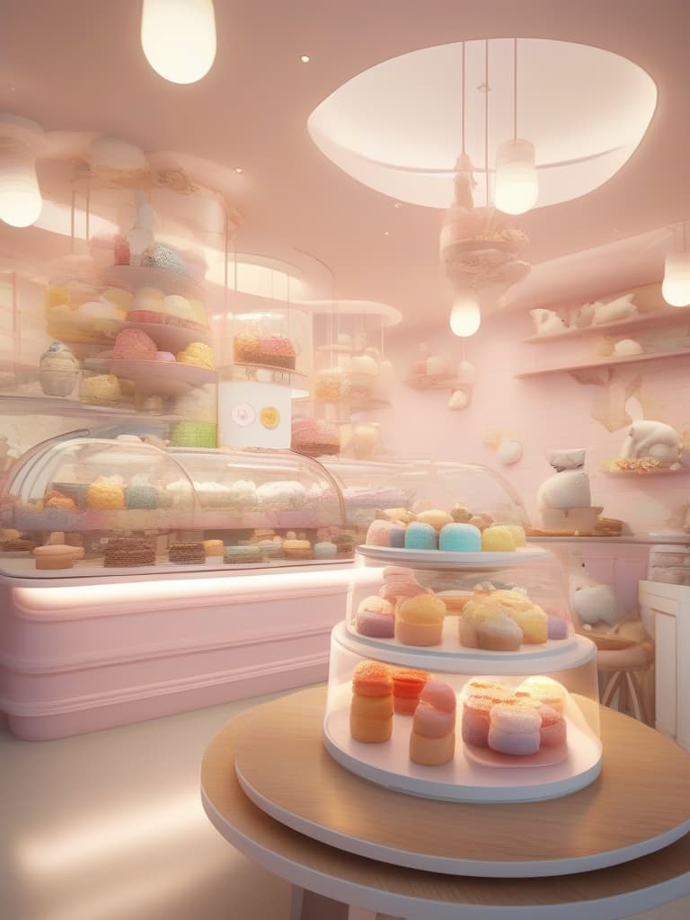  lots of dessert, pastel color, cat cafe, masterpiece, best quality,8k,ultra detailed,high resolution,an extremely delicate and beautiful,hyper detail