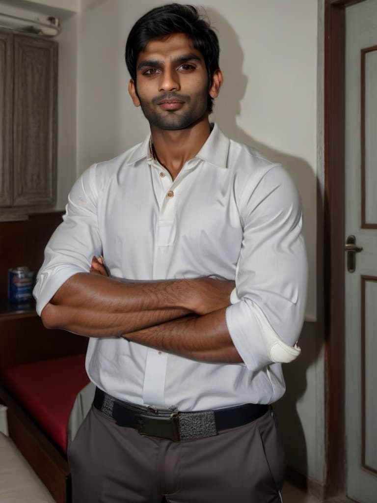  a handsome muscular indian cricketer ready to play