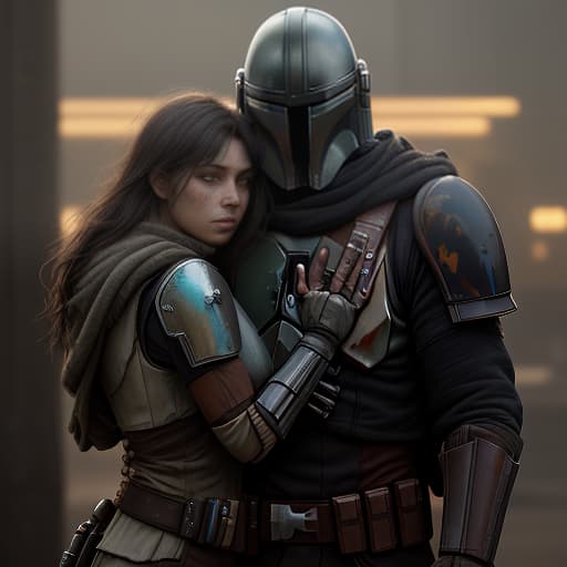  (dark shot:1.1), epic realistic, a mandalorian man and a girl stand next to him, hugging., faded, (neutral colors:1.2), (hdr:1.4), (muted colors:1.2), hyperdetailed, (artstation:1.4), cinematic, warm lights, dramatic light, (intricate details:1.1), complex background, (rutkowski:0.66), (teal and orange:0.4)