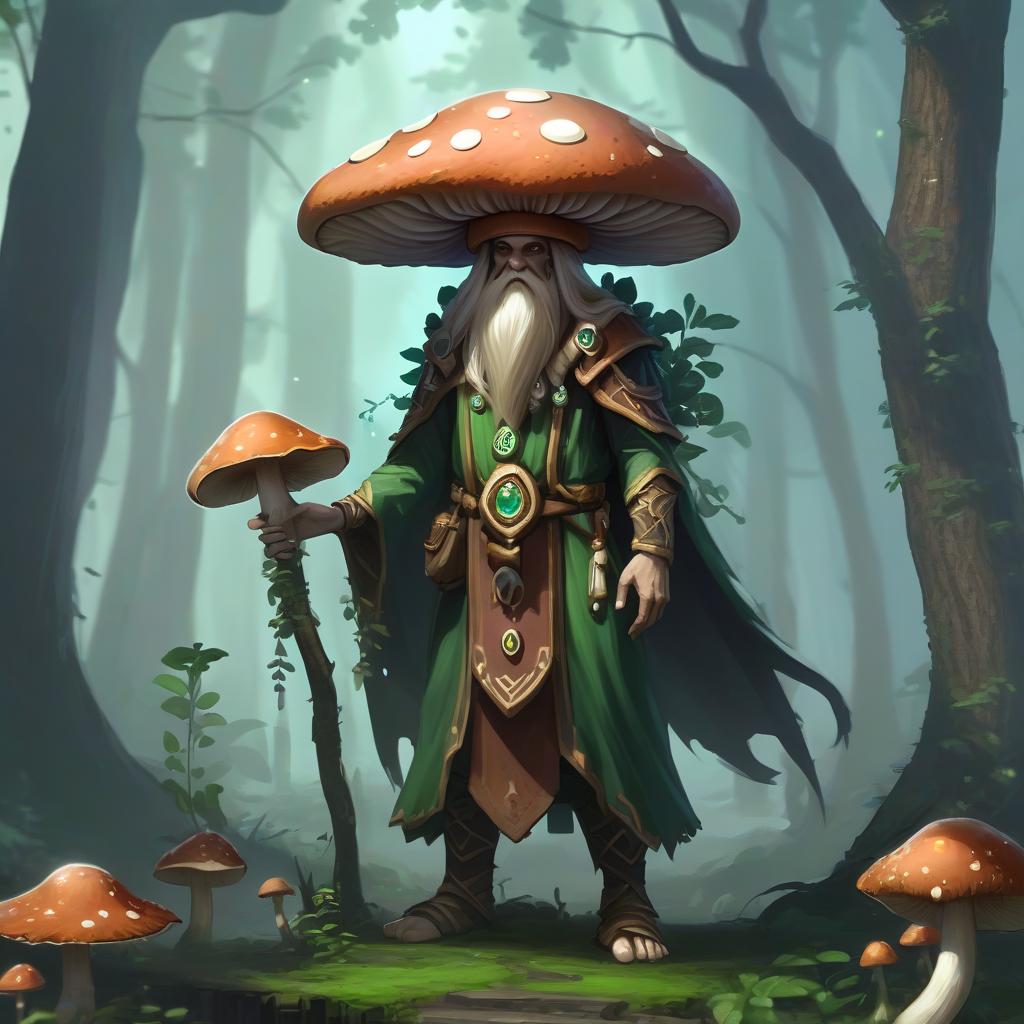  humanoid mushroom, druid, male, hkmagic