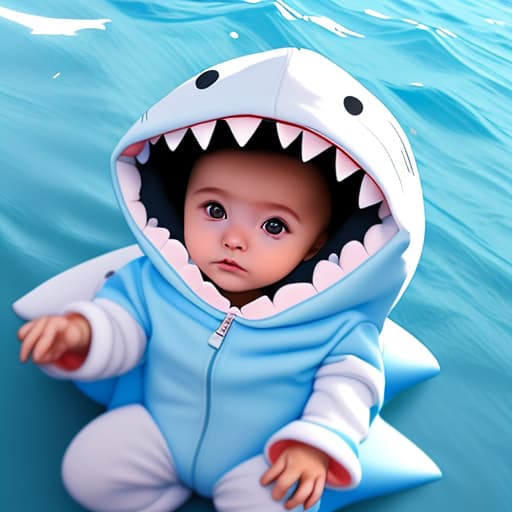  cute baby girl in a shark costume