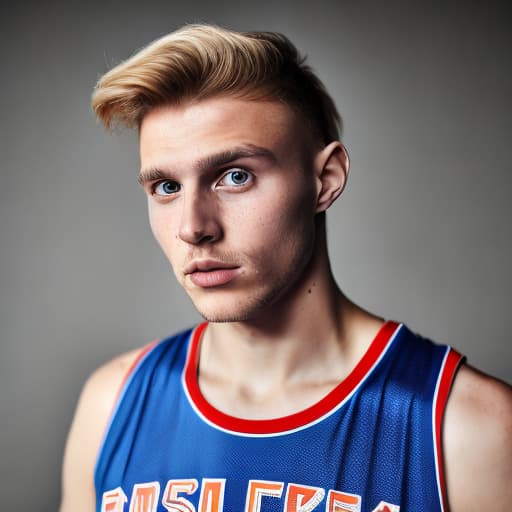 portrait+ style Russian LGBT queer basketball player blonde hunk dude face