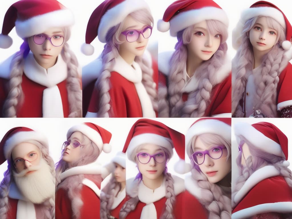  santa cosplay boy, cute, purple hair, christmas, masterpiece, best quality,8k,ultra detailed,high resolution,an extremely delicate and beautiful,hyper detail