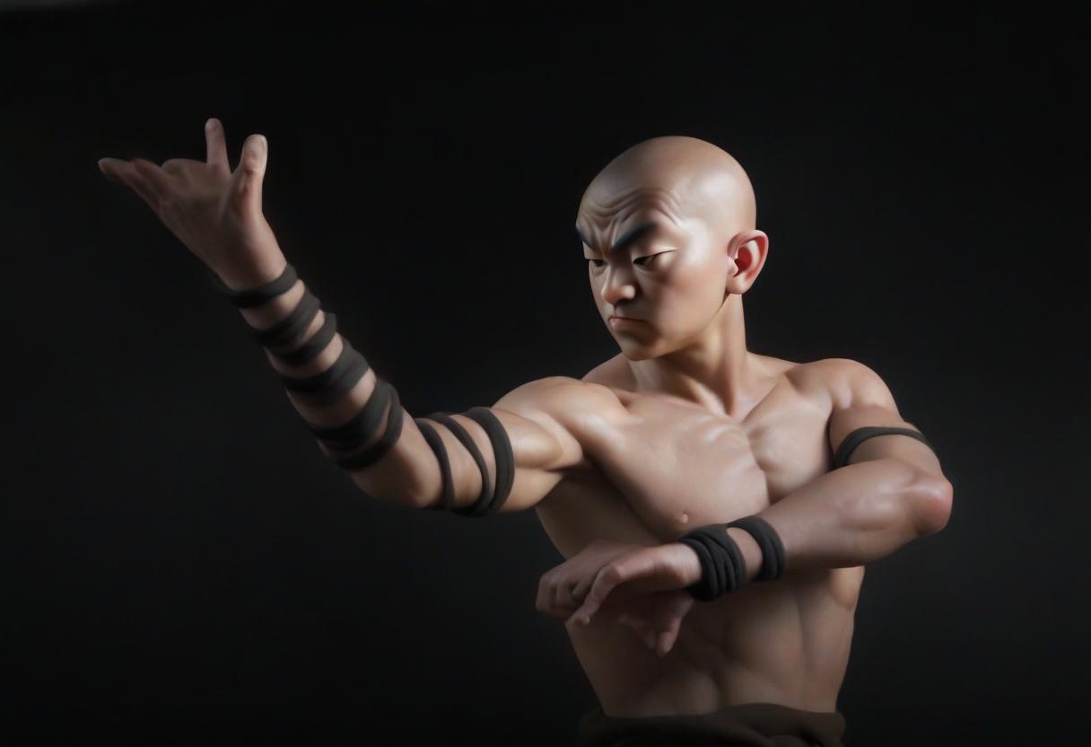  drawn monk fighter with a thin black stripe around his neck., perfecteyes