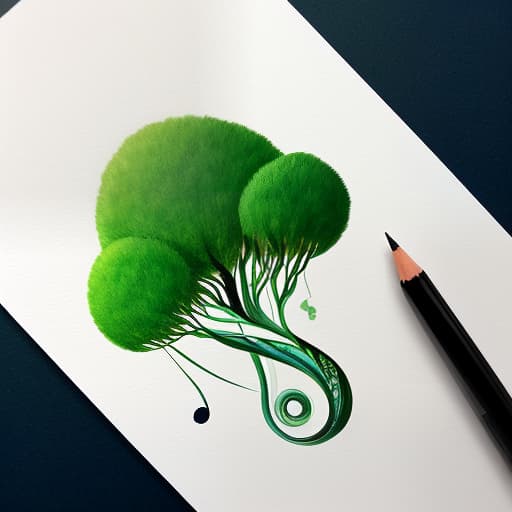  create an illustration inspired by tatar nature and musical notes