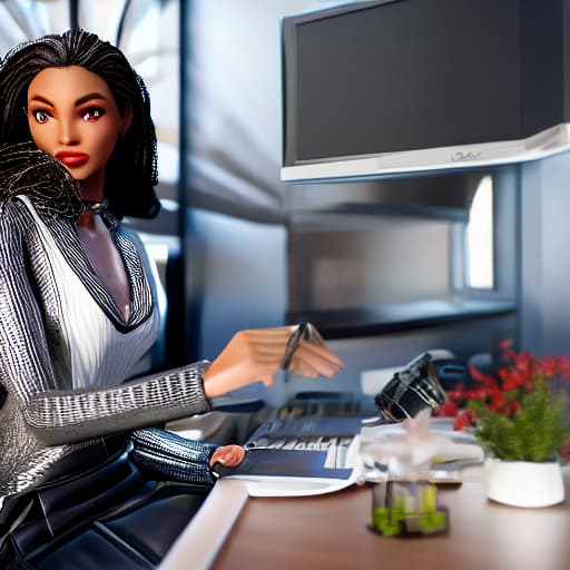  ( Black Girl at a desk ), <lora:3DMM_V12:1>, 3D, highly detailed, 4k, high quality hyperrealistic, full body, detailed clothing, highly detailed, cinematic lighting, stunningly beautiful, intricate, sharp focus, f/1. 8, 85mm, (centered image composition), (professionally color graded), ((bright soft diffused light)), volumetric fog, trending on instagram, trending on tumblr, HDR 4K, 8K