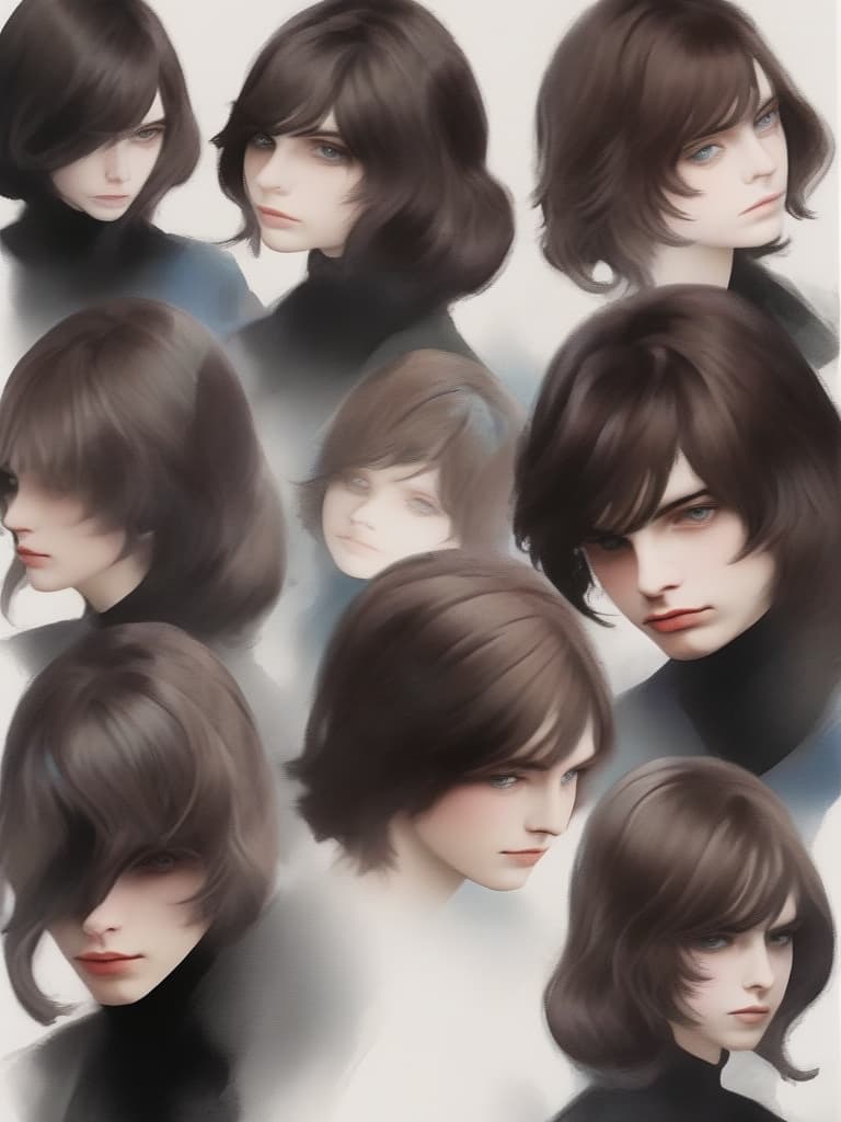  masterpiece,one male:1.7,delicate dark brown hair color,short masculine haircut,delicate blue eye color,gently smiling,((( larynx))),( bellflowers),high quality,16k