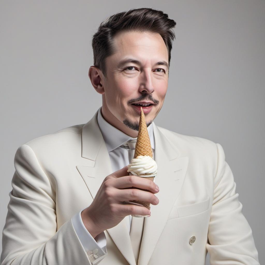  tesla eating ice cream, profile image style