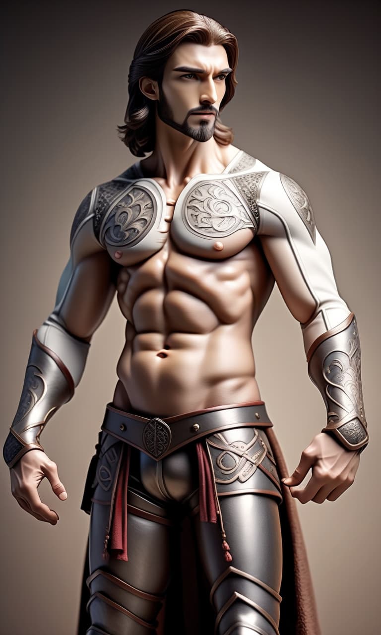  hyperrealistic art model, pose, aesthetics, man from the middle ages in the kingdom, model guy, demonstrates his body, training, anime style, good drawing, detailing, anatomically correct position . extremely high resolution details, photographic, realism pushed to extreme, fine texture, incredibly lifelike