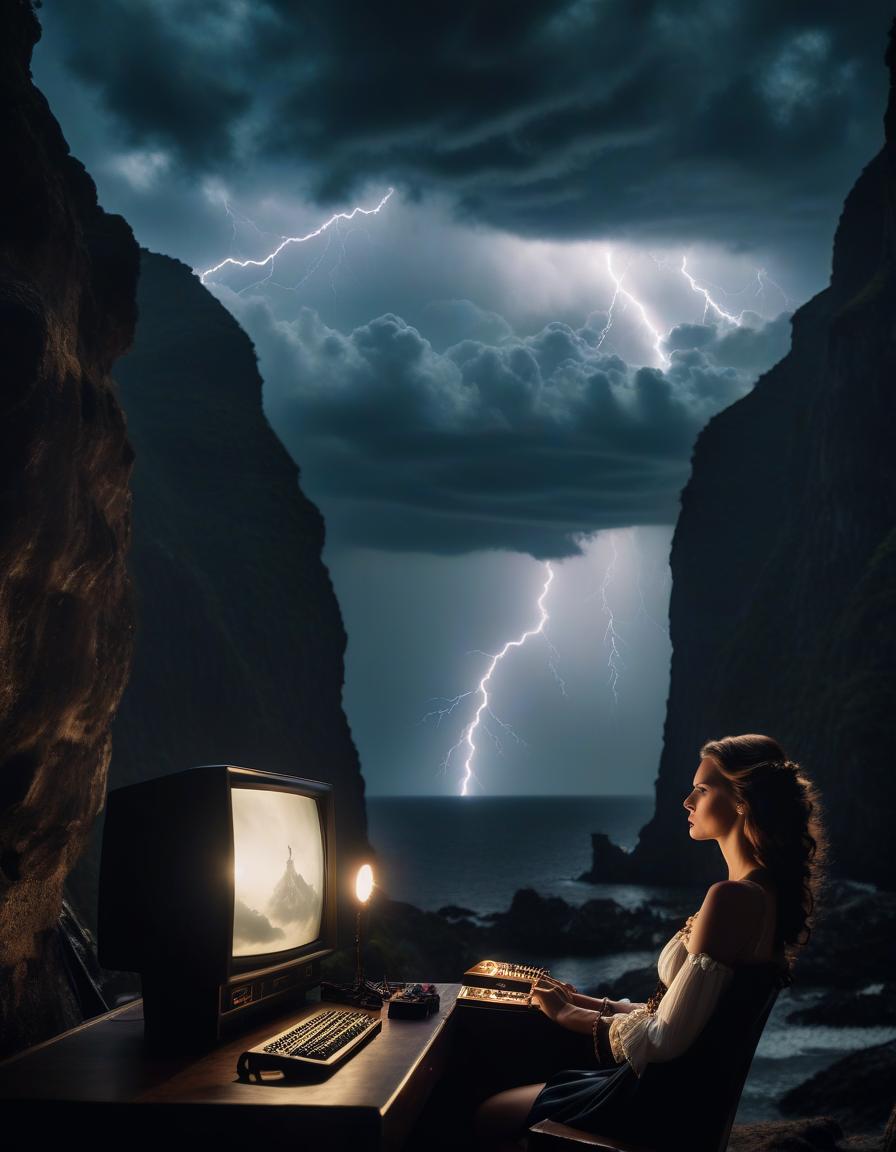  cinematic film still score 9, score 8, (score 7:0.5), (score 6:0.5), score 6 up, score 7 up computer high tech, flying smartphone, blow from below, gothic princess on the screen, wojtek sydmak style, shameless surrealism, against the background of clouds and lightning, background dramatic plot of a pirate box, fantasy flying golandets, detailed masterpiece of terrible reality, nightmares in java 💜💜💜 (thanks venya minchin) . shallow depth of field, vignette, highly detailed, high budget, bokeh, cinemascope, moody, epic, gorgeous, film grain, grainy