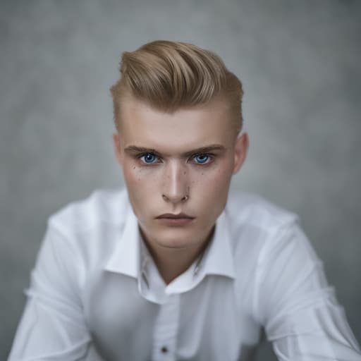 portrait+ style Russian LGBT queer fashion model blonde hunk dude face